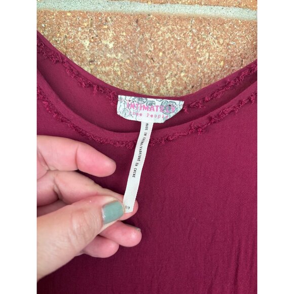 Free People Intimately Burgundy Lace-Trimmed Flowy Tank Top Womens S - Picture 4 of 9